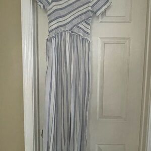 Japna Blue and White Striped Maxi Dress